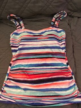 croft & barrow Pastel Striped Swim Top in Lavender and Mint